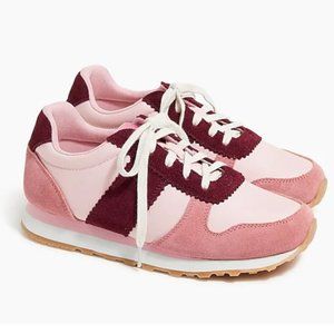 J Crew Nylon Striped City Sneakers, Pink and Burgundy, Sz. 8 - NEW IN BOX